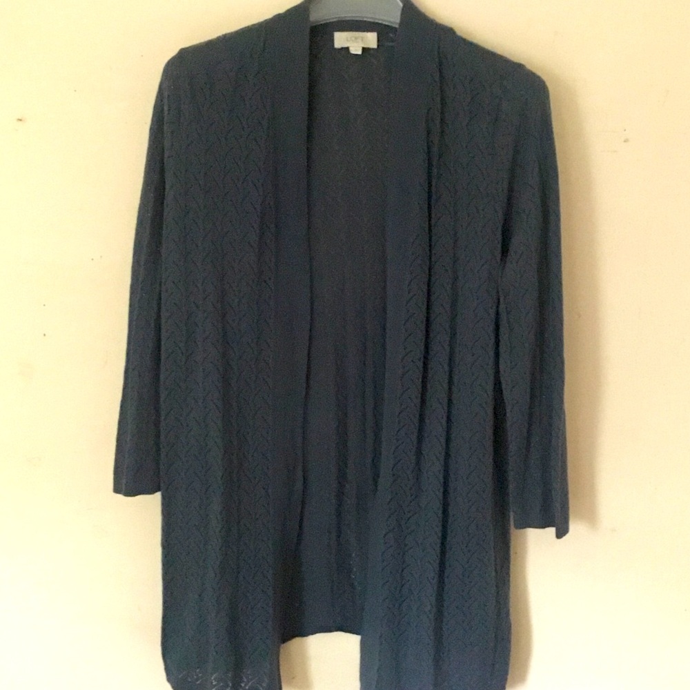 100% Cotton Blue Open-Front Cardigan LOFT Outlet Medium